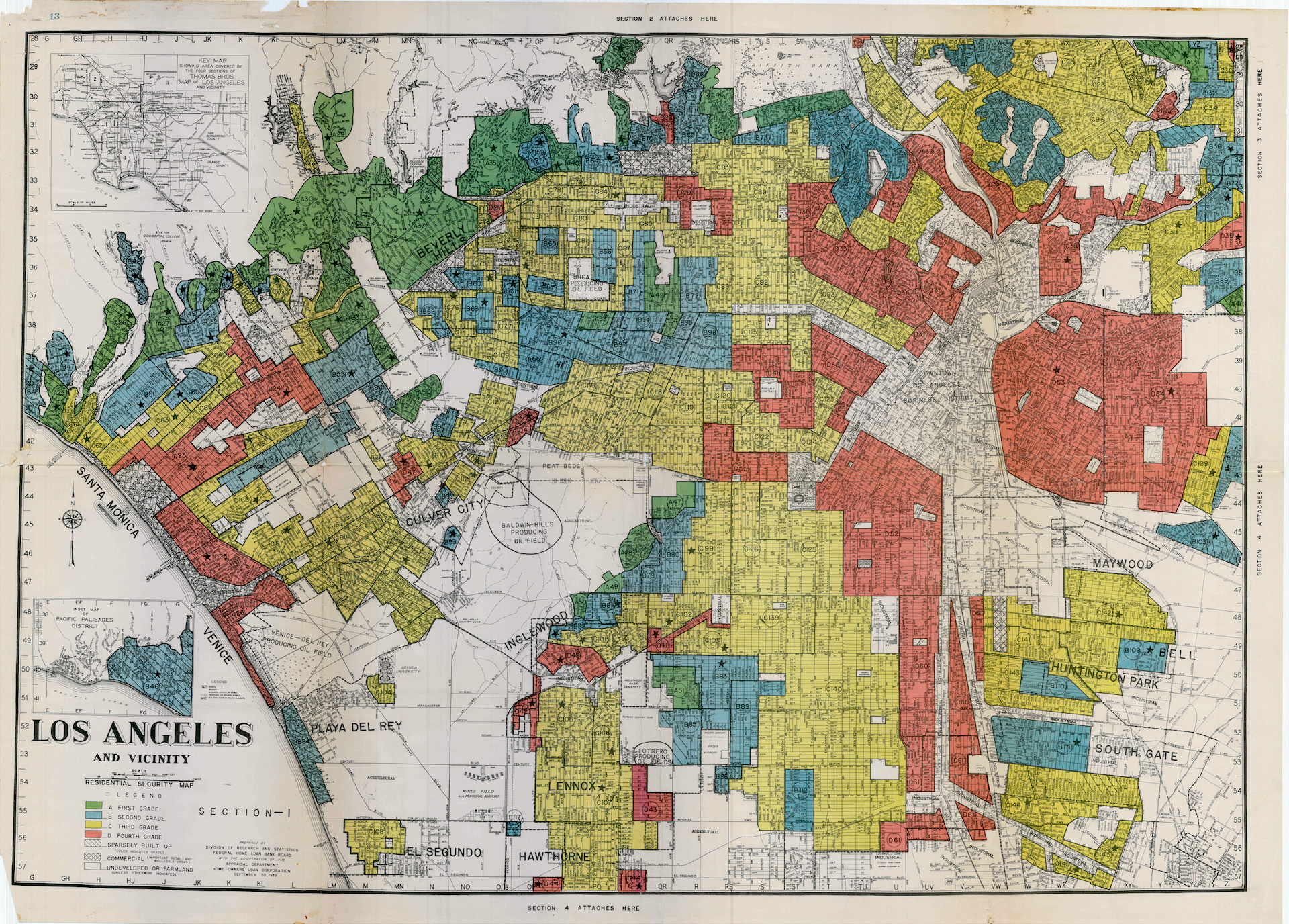 Los Angeles Redlining Map<br>Home Owner's Loan Corporation <br>1939